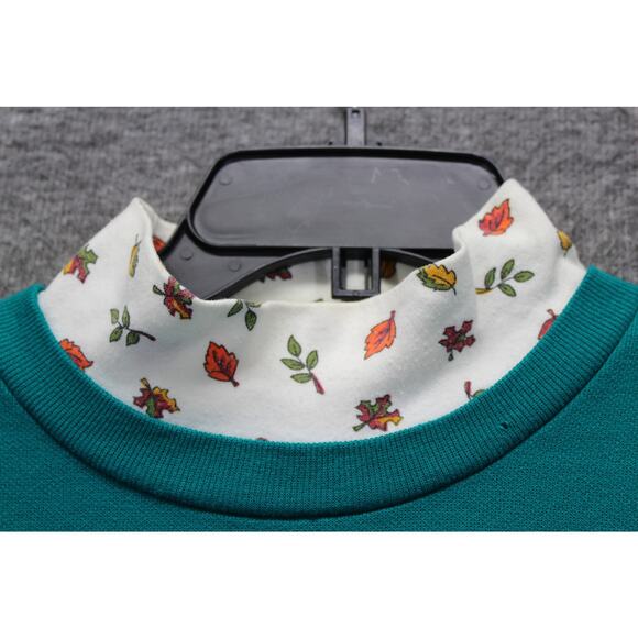 Vtg Basic Editions Turtleneck Sweatshirt Women's Medium  Birds Fall Granny Core - Picture 3 of 8